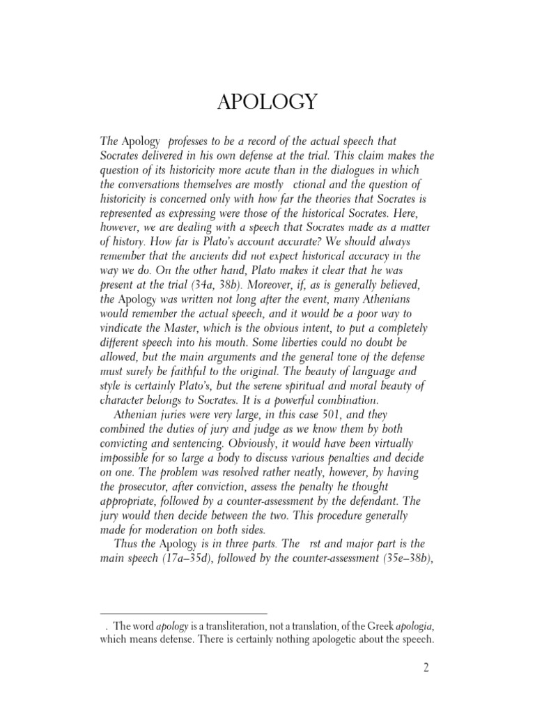 Plato's Apology Full Text Analysis | PDF
