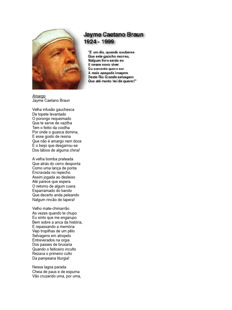 Poesias Jayme Caetano Braun Poeta Gaúcho Pdf Jesus Amor