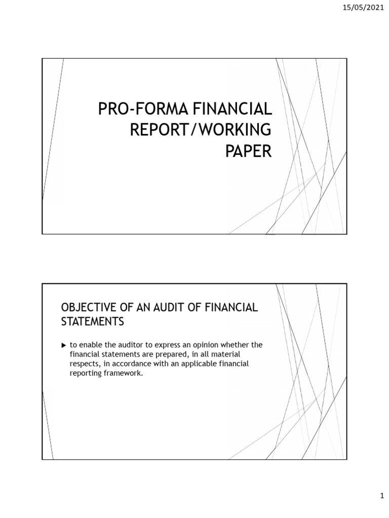 PROFORMA FS AND WPS 2020 | PDF | Auditor's Report | Audit