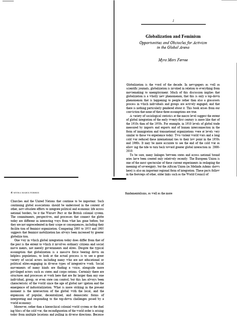 Globalization's Impact on Feminism | PDF | Feminism | Gender Studies