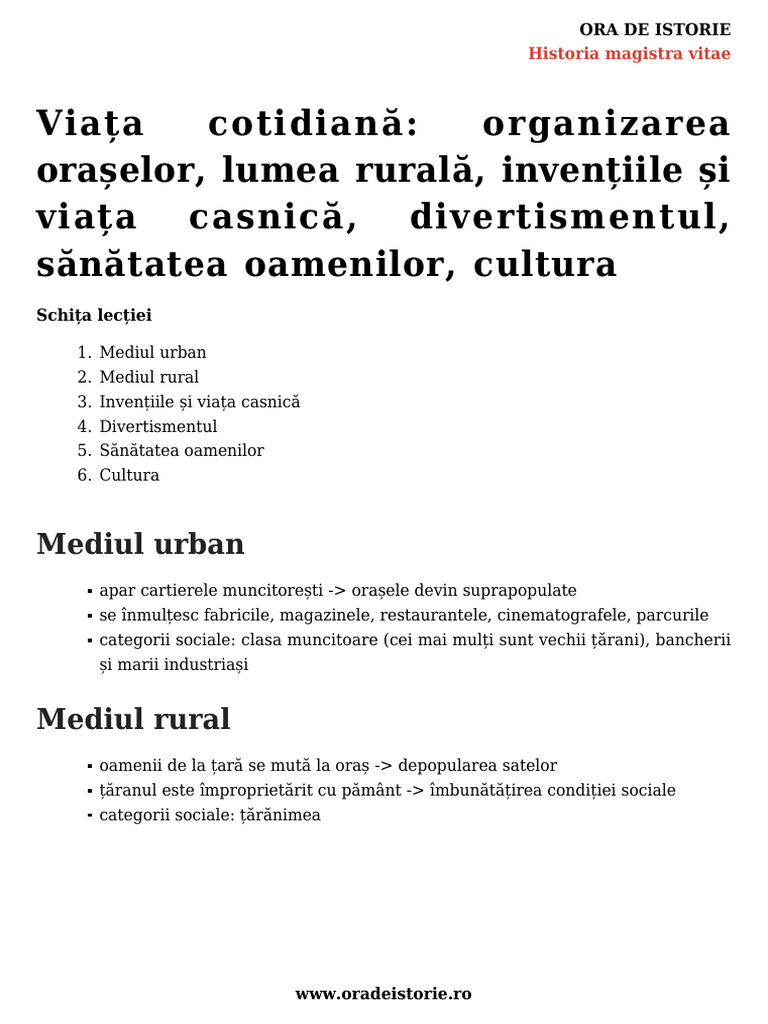 Viata Cotidiana Organizarea Oraselor Lumea Rurala Inventiile Si Viata ...