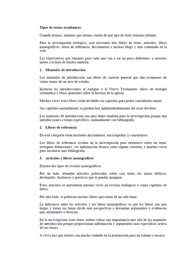 Tipos de Textos Académicos | PDF