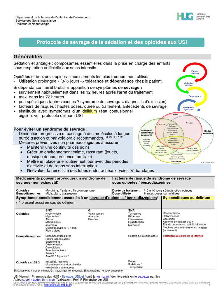 Protocole de sevrage opioïdes et BZD PDF Benzodiazépine Morphine — free download