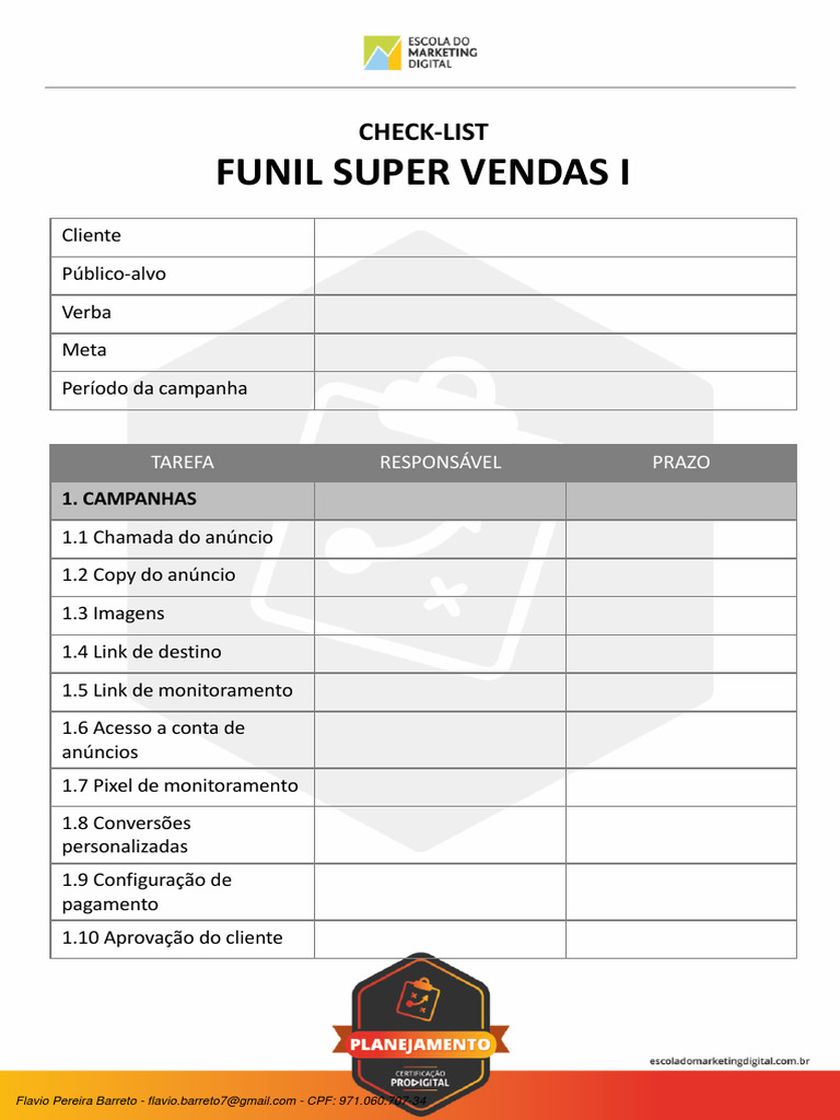 Checklist Super Vendas 1 | PDF