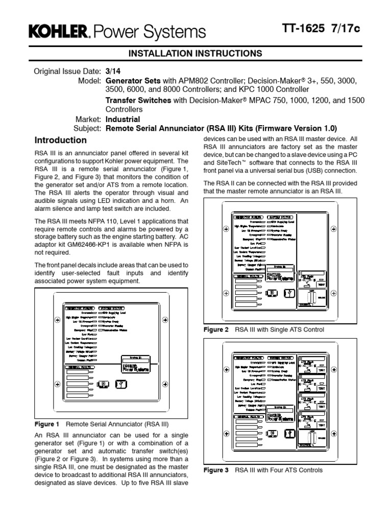 Kohler Annunciator PDF Electrostatic Discharge Battery Charger