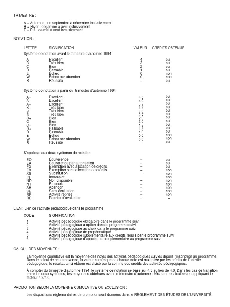 Système de Notation Universitaire | PDF