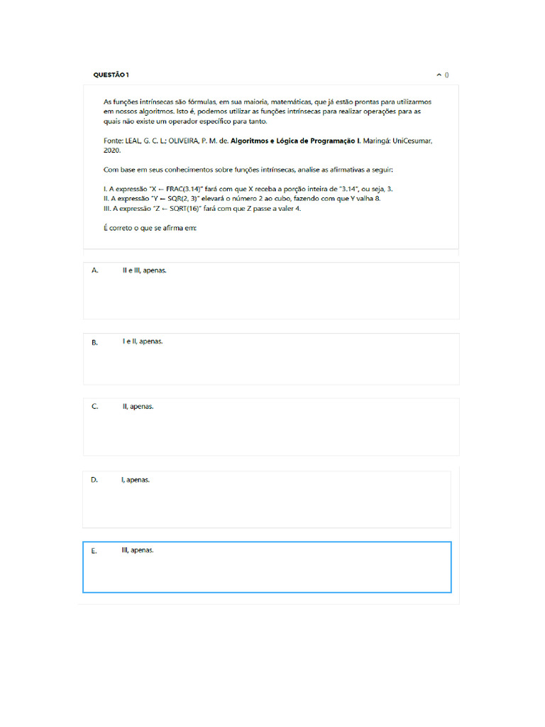 Resposta Prova Algoritmos e Logica de Programacao | PDF