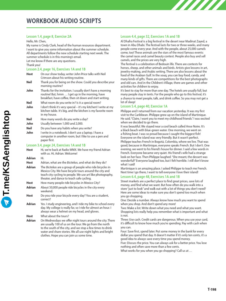 Audio Scripts for Listening Exercises | PDF | Home & Garden