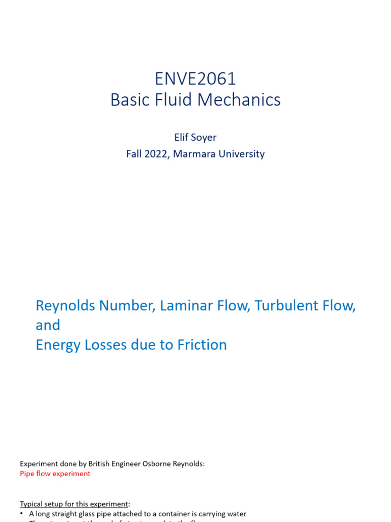Fluid Mechanics: Reynolds Number & Flow Types | PDF | Reynolds Number ...