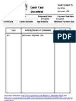 Credit Card Statement Worksheet