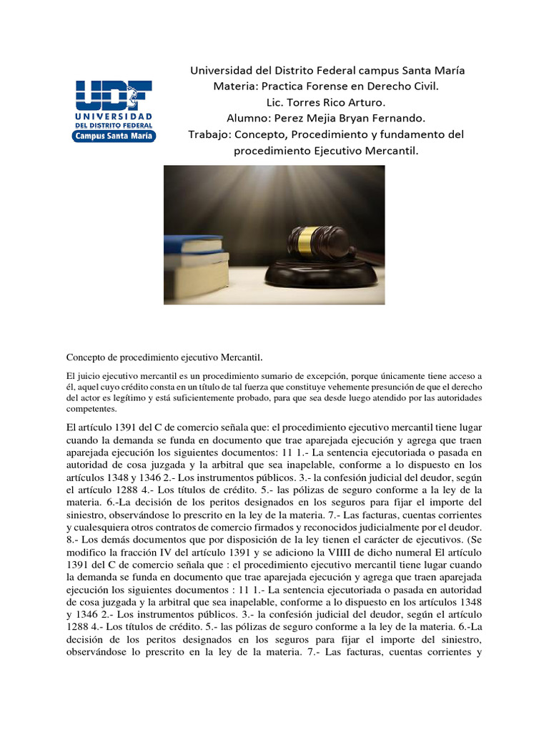 Procedimiento Ejecutivo Mercantil Explicado | PDF | Demanda judicial