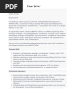 Cover Letter: Technical Skills