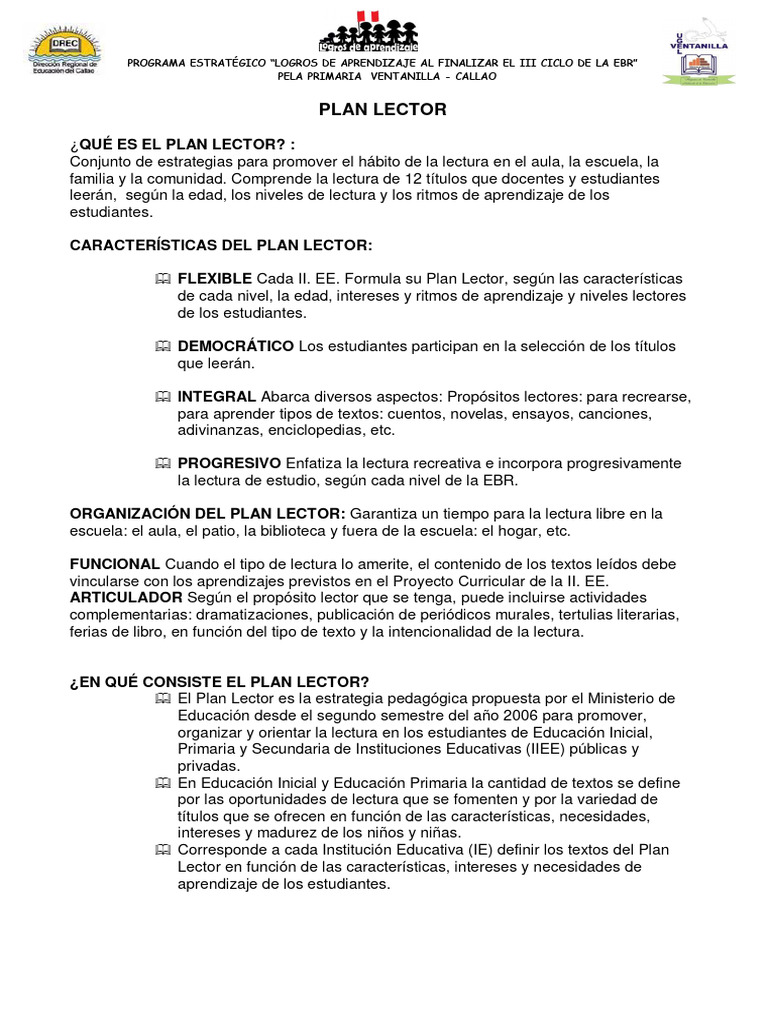 Plan Lector del Ministerio de Educación | PDF | Razonamiento deductivo ...