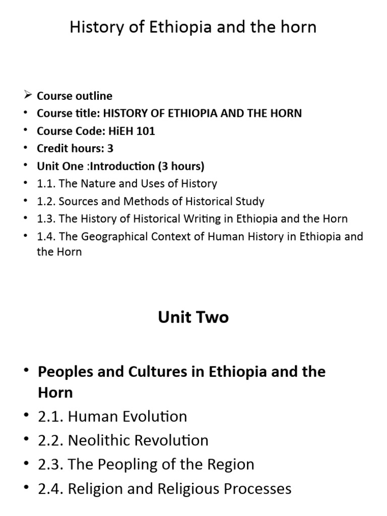 Overview of Ethiopian History Course | PDF