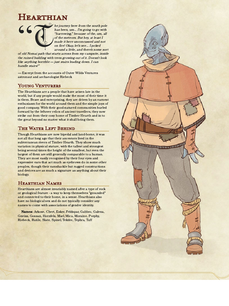 Player Character Races of The Outer Wilds - The Homebrewery | PDF