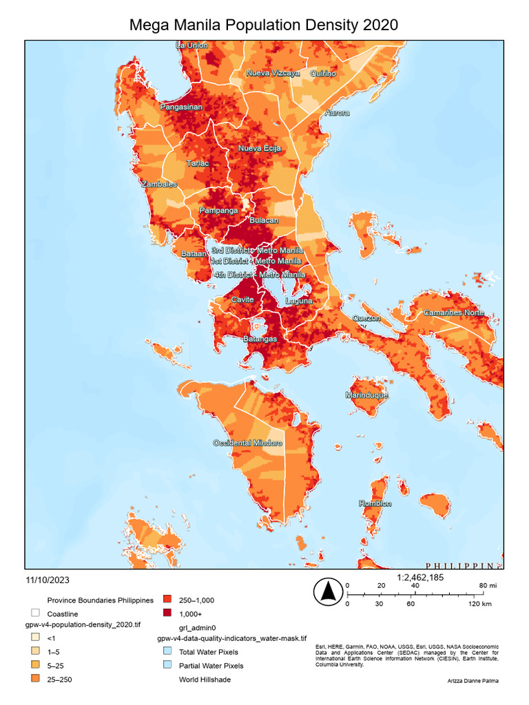 Mega Manila Population Density Map 2020 | PDF | Philippines | Luzon