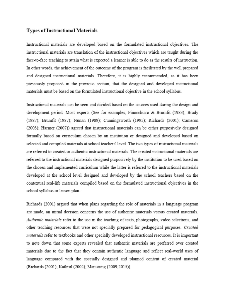 Types of Instructional Materials Explained | PDF | Language Education ...
