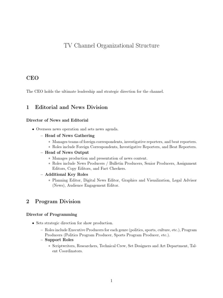 TV Org Chart | PDF | Marketing | Sales