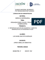 3.1 Reporte de Lectura de Conceptos y Aspectos Generales de Las Sociedades Civiles