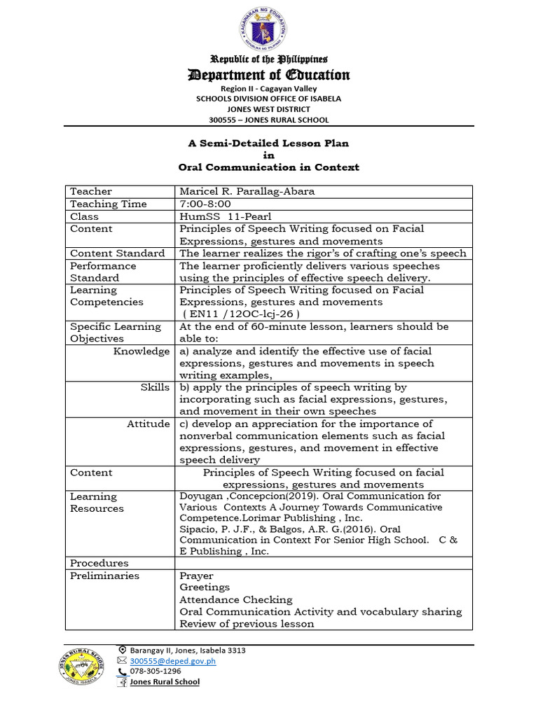 Dlp Principles Of Speech Writing Pdf Nonverbal Communication Gesture