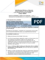 Guía de Actividades y Rúbrica de Evaluación - Unidad 1 - Tarea 1 - Descripción de La Problemática en Un Proyecto de Desarrollo Social.