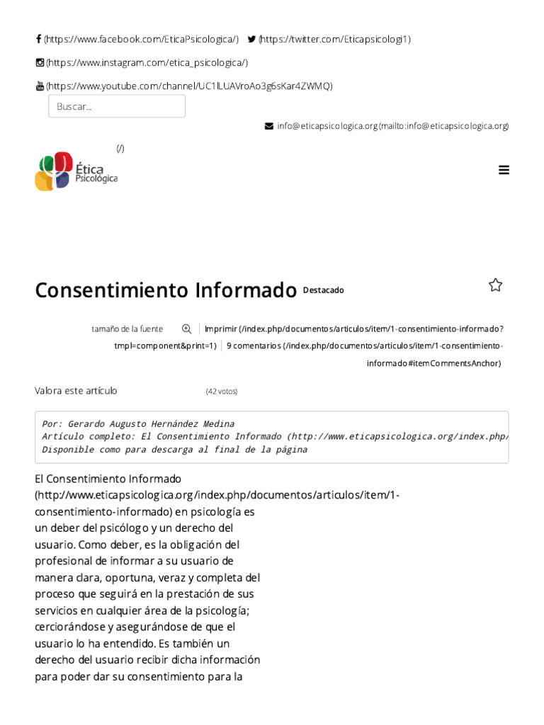 Consentimiento Informado | PDF | Consentimiento informado | Sicología