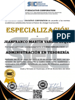 Especializacion Administración en Tesorería Jeanfranco Martín Vargas Luque