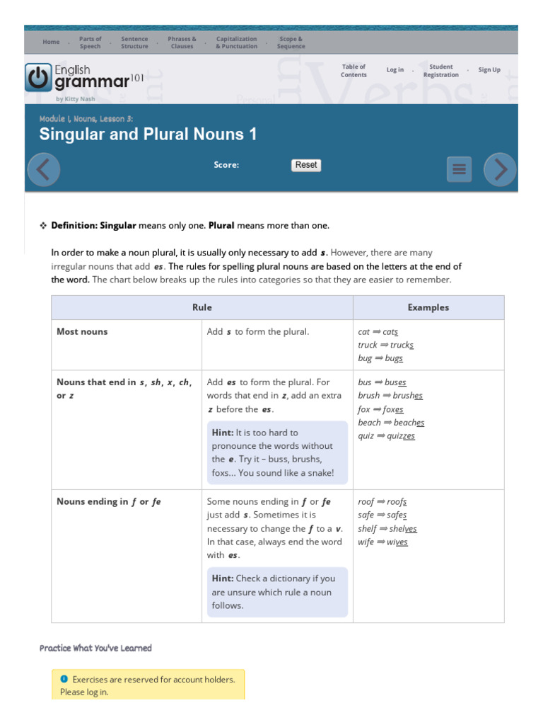 Singular and Plural Nouns 1 | PDF | Noun | Plural