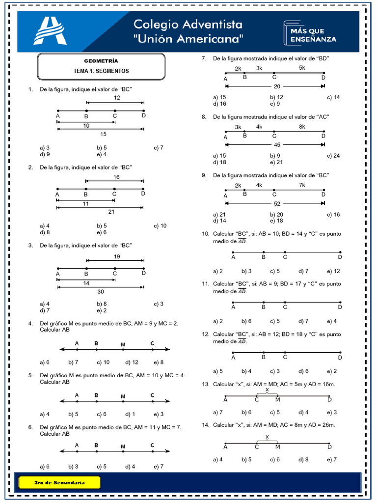 Ejercicios de Geometría para 3ro Secundaria | PDF | Ajedrez