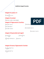 Indefinite Integral Formulas