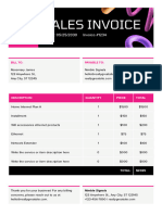 Sales Invoice Professional Doc in Black Pink Purple Tactile 3D Style