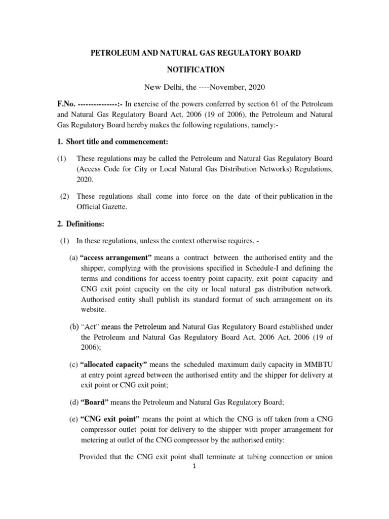 Access Code for City Gas Networks | PDF | Natural Gas | Common Carrier