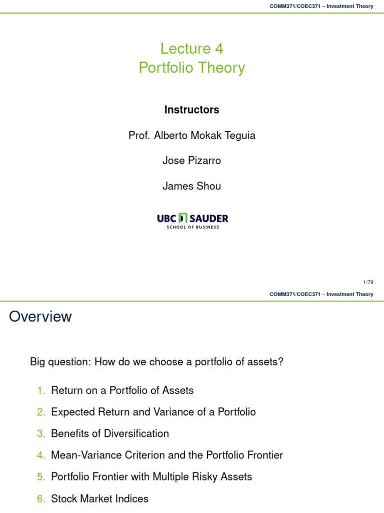 Portfolio Theory in Investment Analysis | PDF | Modern Portfolio Theory ...