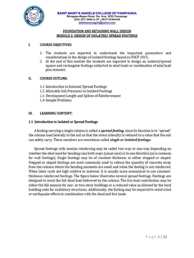 Module 2 - Foundation Retaining Wall Design - 2024 | Download Free PDF | Foundation (Engineering ...