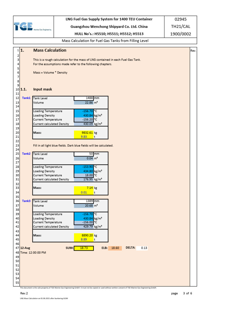 LNG Fuel Tank Mass Analysis | PDF | Density | Liquefied Natural Gas