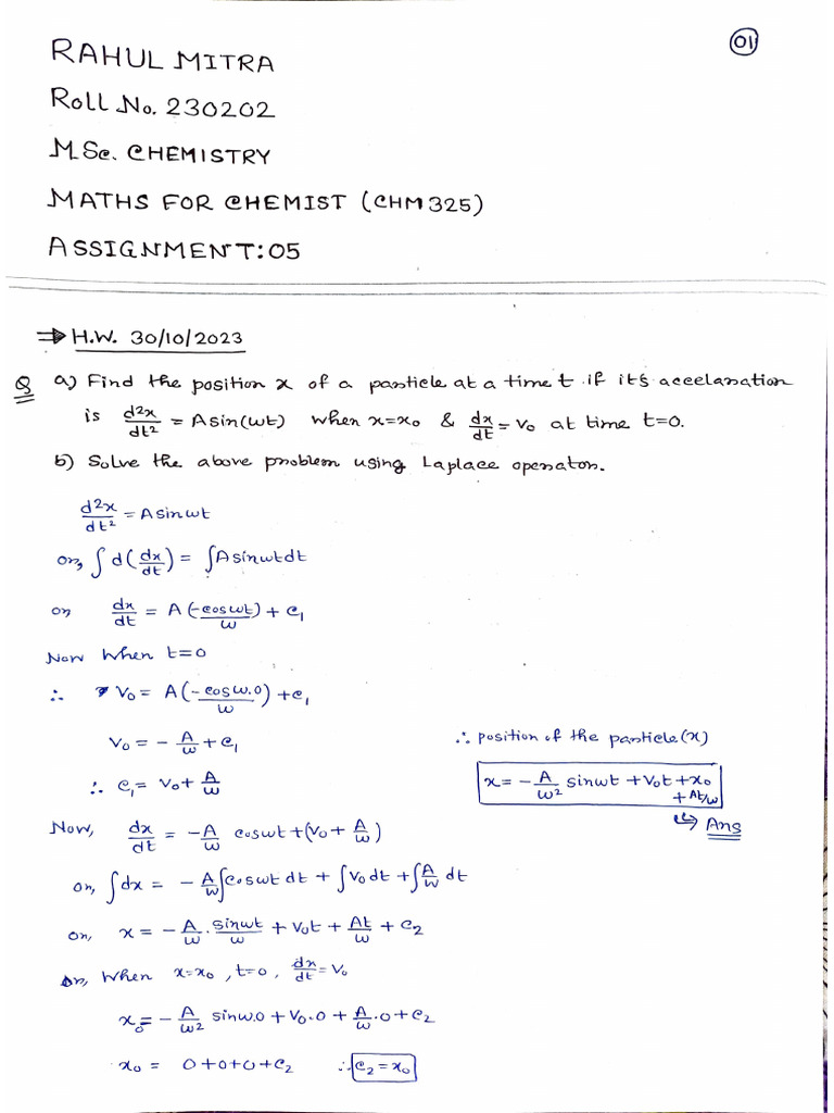 Maths For Chemist - Assignment05 | PDF