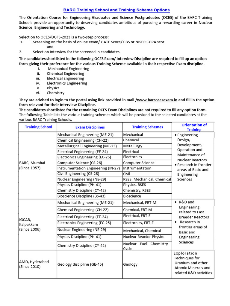 BARC Training School OCES 2023 Overview | PDF | Engineering | Nuclear ...