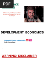 Lectures 5 - Dev Econ - Poverty and Inequality