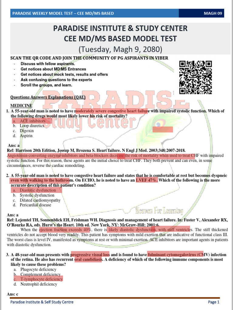 MD/MS Exam Prep Guide | PDF | Tuberculosis | Heart Failure