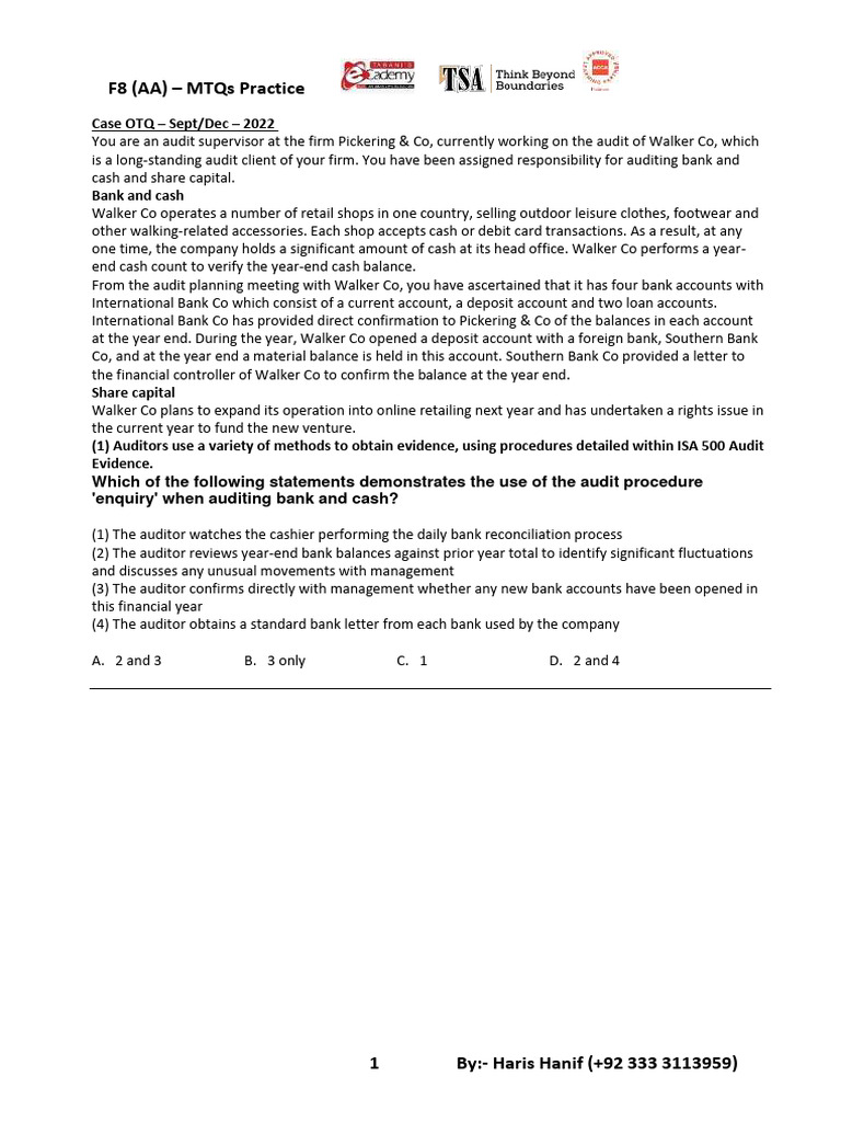 Audit Exam Pdf Audit Banks