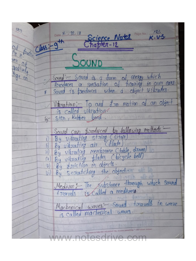 Chapter 12 sounds science class 9th notes pdf