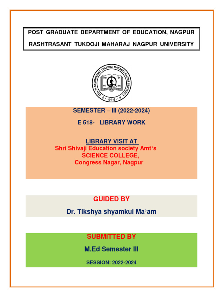Library Visit Report: Shivaji College | PDF | Libraries | Books