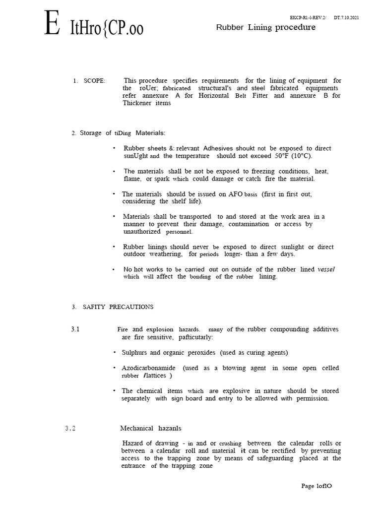 Rubber Lining Procedure PDF Sheet Metal Adhesive