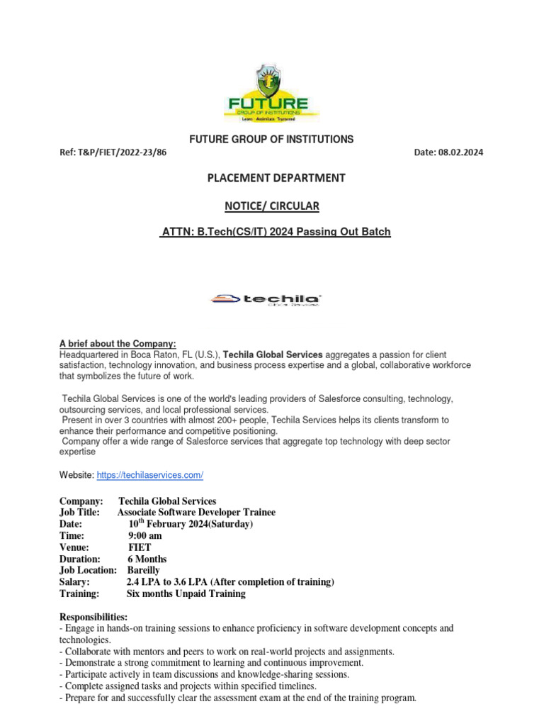 Notice Techila Global Services Drive PDF