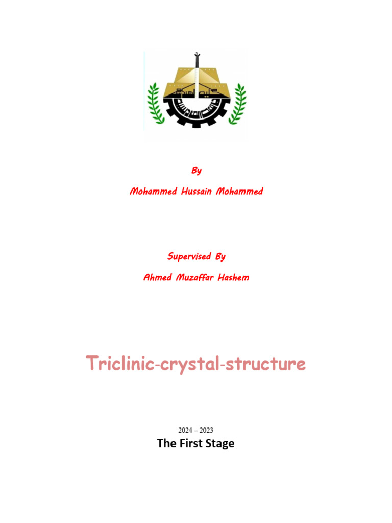 Understanding Triclinic Crystal Structure | PDF | Crystallography | Crystal