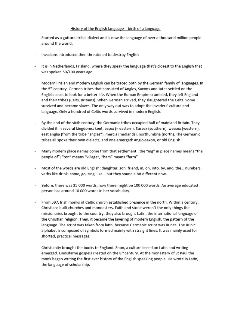 History of The English Language | PDF | English Language | Europe
