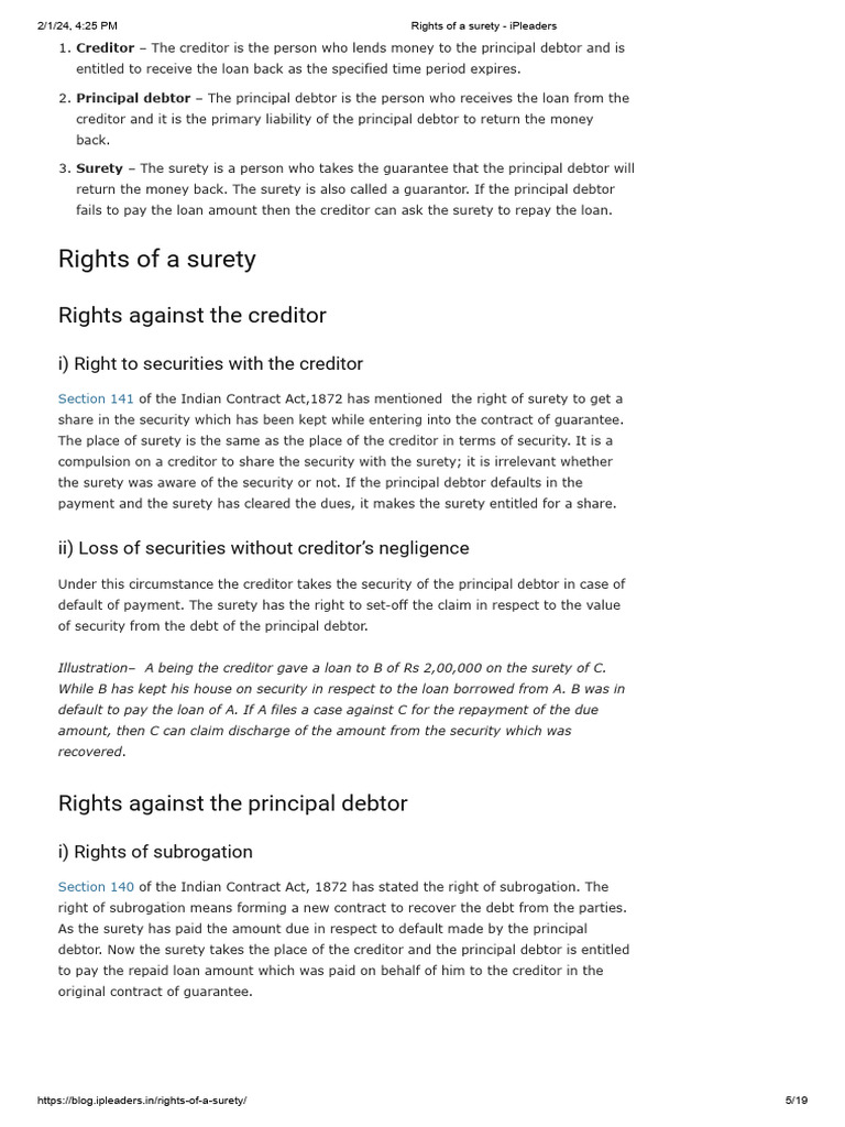 What Are The Rights of Surety? | PDF | Guarantee | Surety