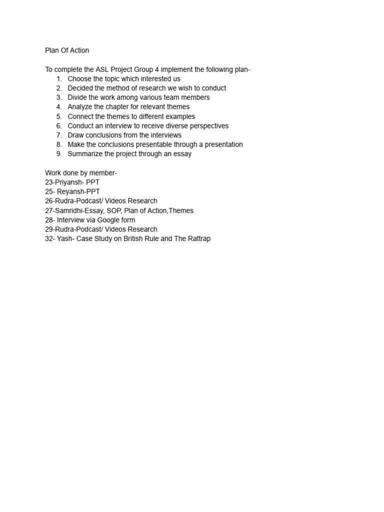 Plan of Action PDF
