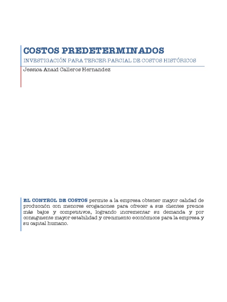 Costos Predeterminados en Producción | PDF | Costo | Presupuesto
