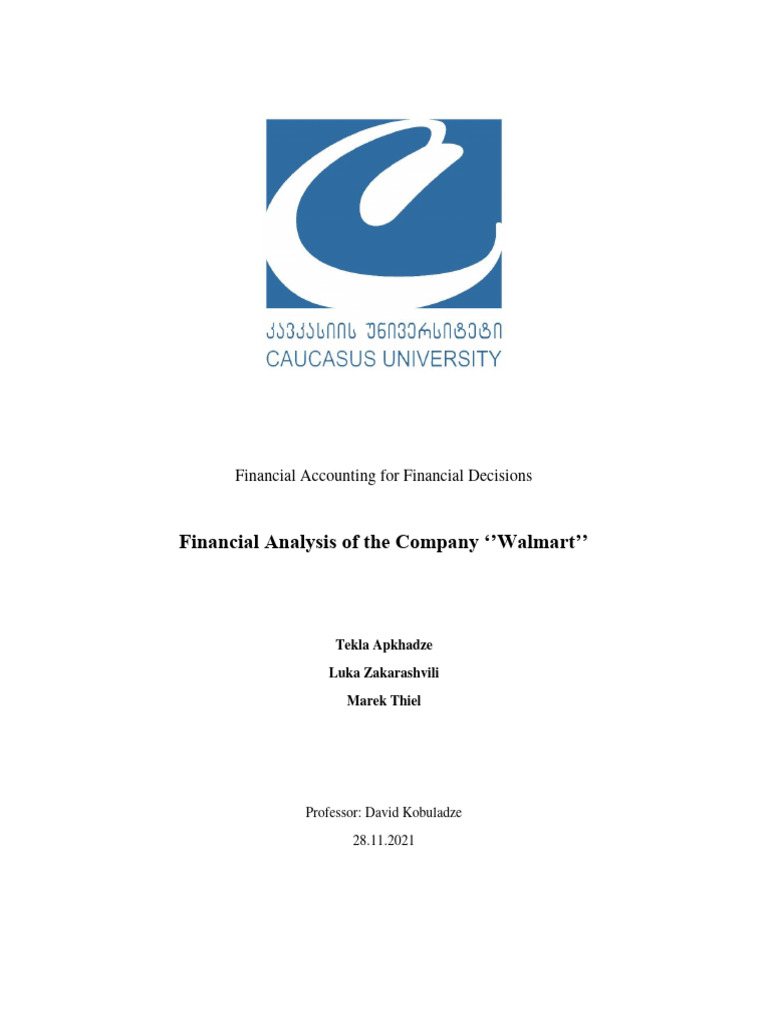 Financial Analysis Walmart PDF Walmart Balance Sheet